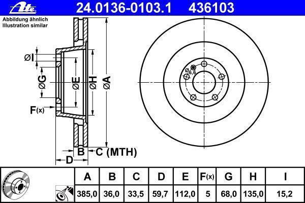 Disques de frein ATE ref. 24.0136-0103.1