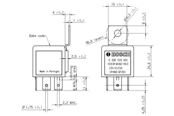 Relais, projecteur longue portée BOSCH ref. 0 332 015 001