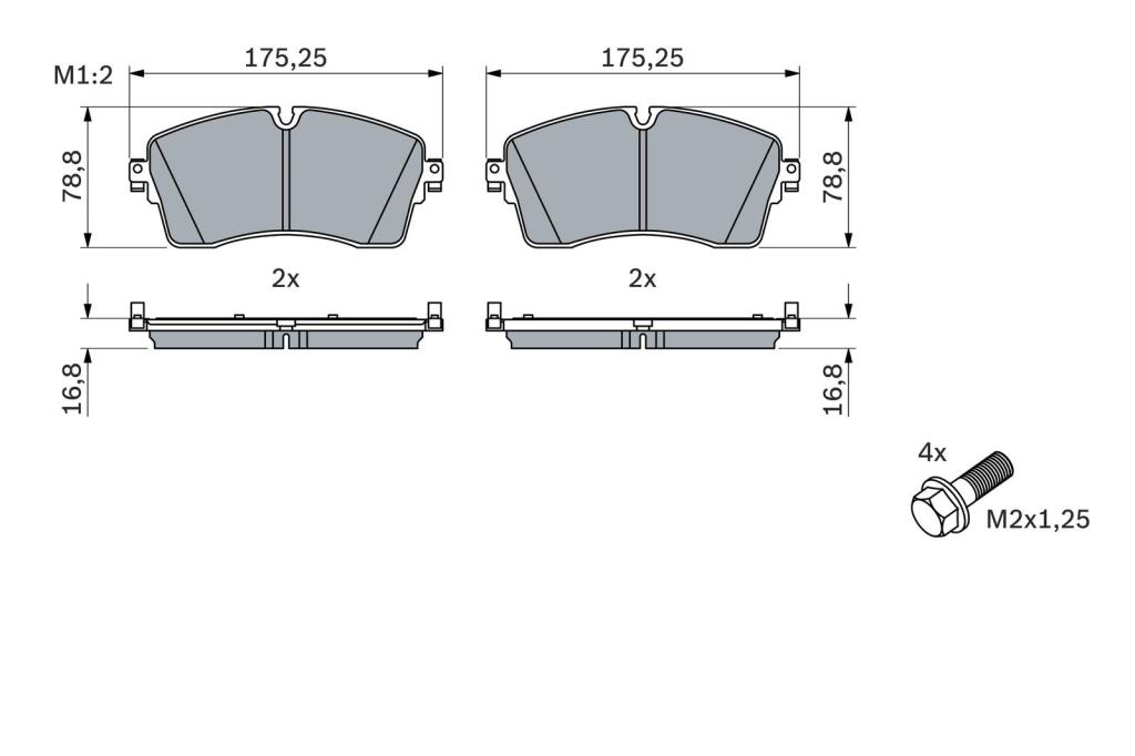 Jeu de 4 plaquettes de frein BOSCH ref. 0 986 424 871