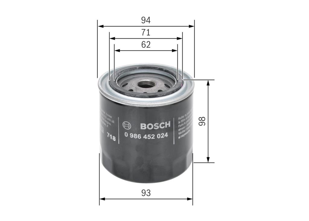 Filtro de aceite BOSCH ref. 0 986 452 024