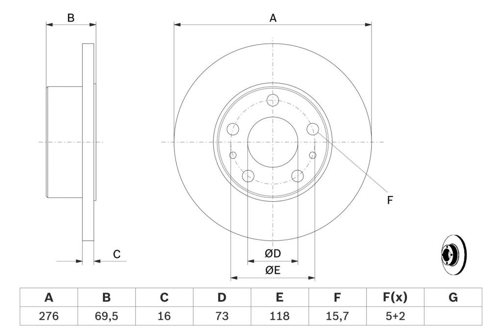 Disques de frein BOSCH ref. 0 986 479 163