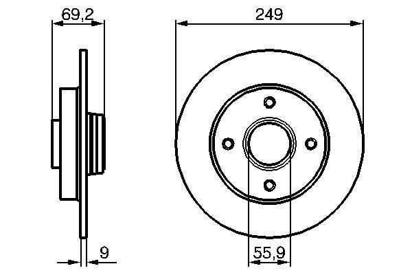 Disques de frein BOSCH ref. 0 986 479 255
