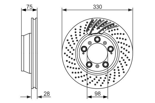 Disque de frein arrière gauche BOSCH ref. 0 986 479 581