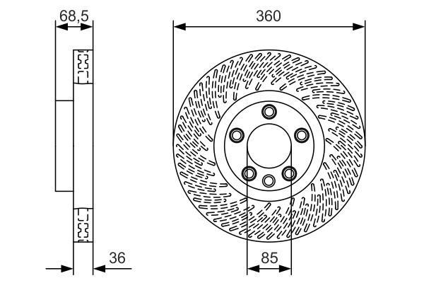 Disque de frein avant gauche BOSCH ref. 0 986 479 B12