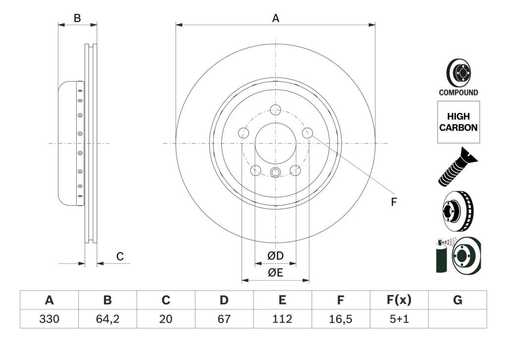Disque de frein arrière droit BOSCH ref. 0 986 479 G15