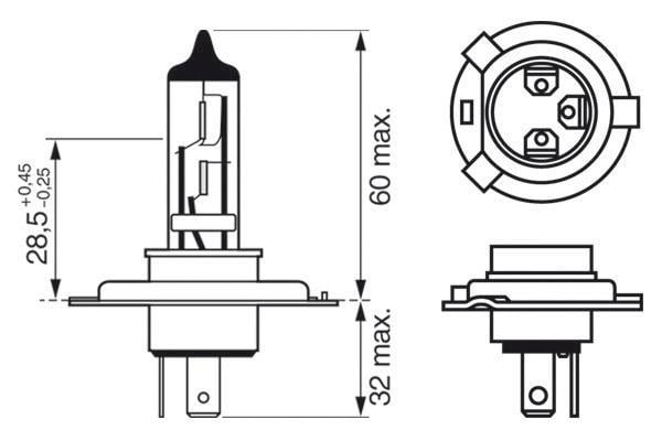 Lâmpada, projetor principal BOSCH 1 ✕ H4 - ref. 1 987 301 001