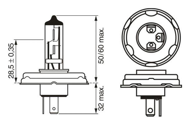 Ampoule BOSCH 1 ✕ R2 - ref. 1 987 301 021