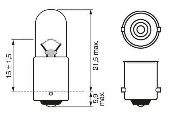 Ampoule BOSCH 2 ✕ T4W - ref. 1 987 301 023