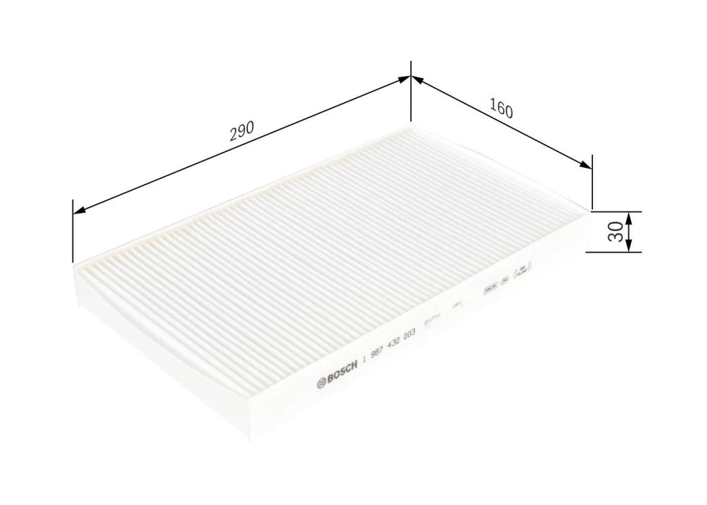 Filtre d'habitacle (Filtre à pollen) BOSCH M2003 - ref. 1 987 432 003