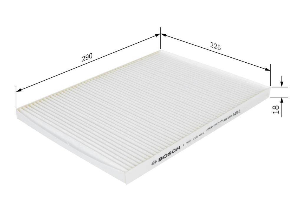 Filtro, aire habitáculo BOSCH M2016 - ref. 1 987 432 016
