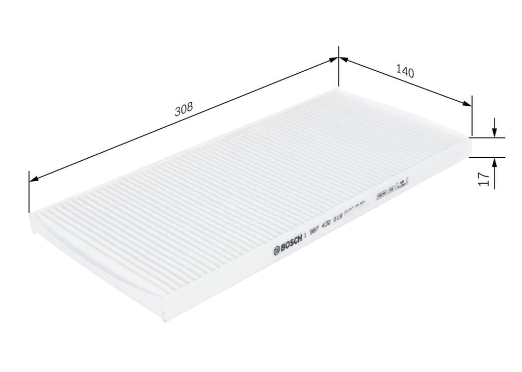 Filtre d'habitacle (Filtre à pollen) BOSCH M2019 - ref. 1 987 432 019