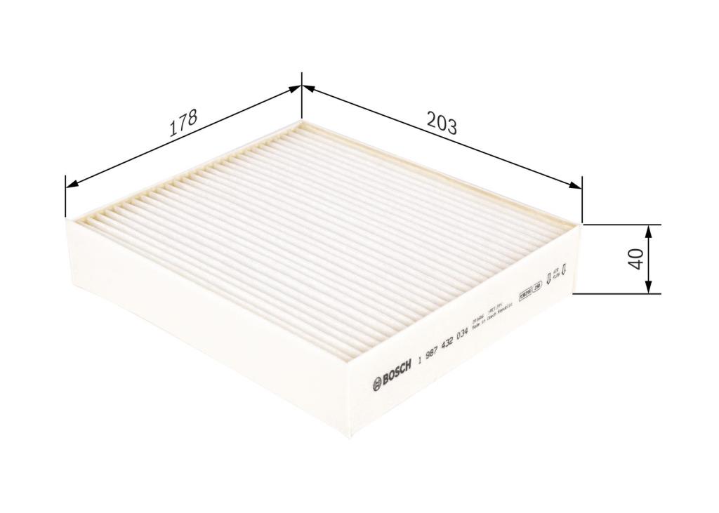 Filtre d'habitacle (Filtre à pollen) BOSCH M2034 - ref. 1 987 432 034