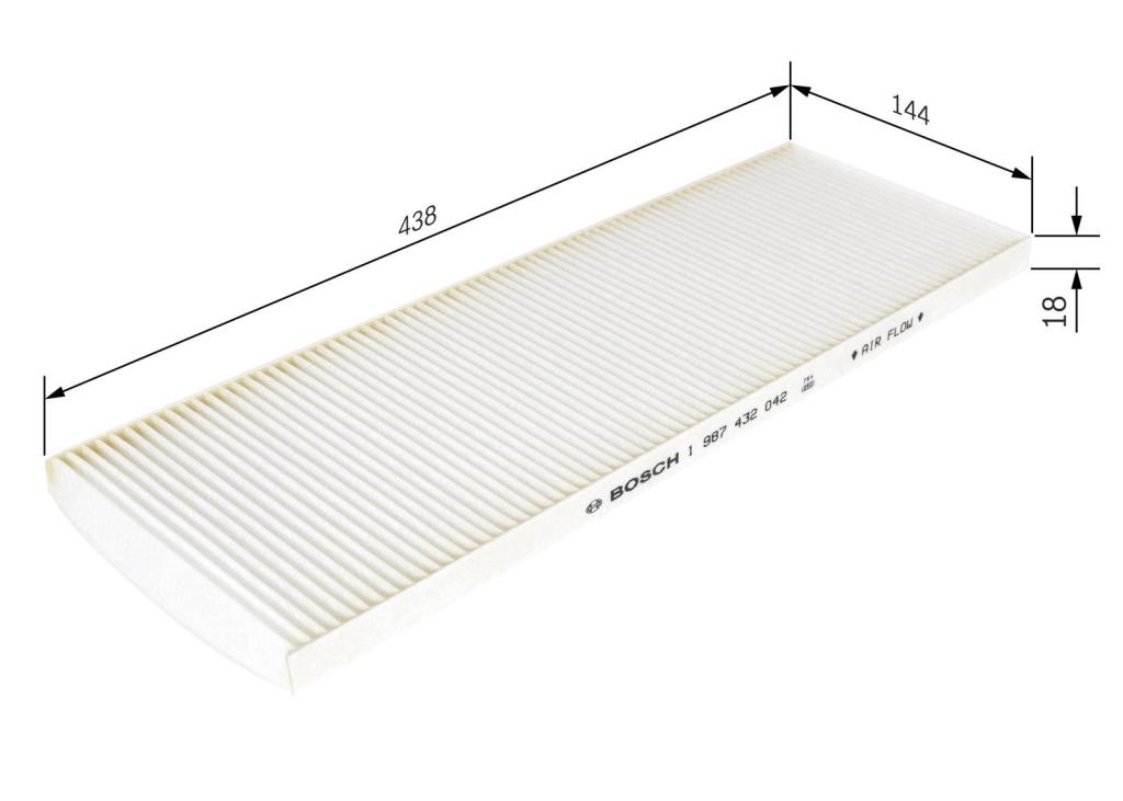 Filtre d'habitacle (Filtre à pollen) BOSCH M2042 - ref. 1 987 432 042