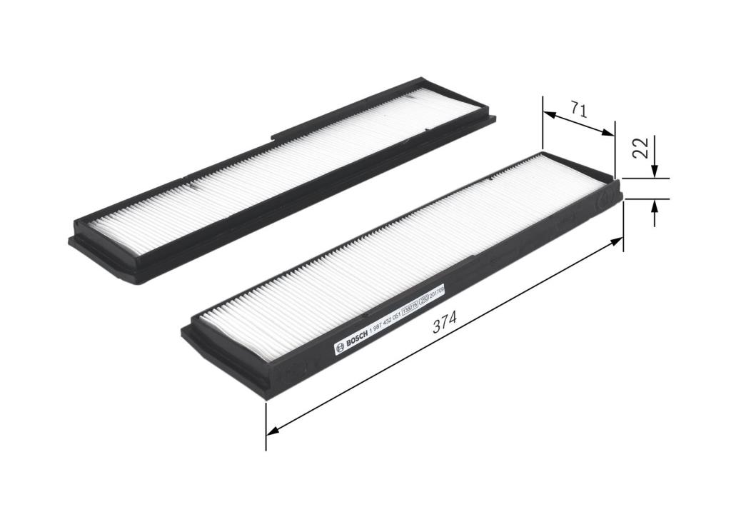 Filtre d'habitacle (Filtre à pollen) BOSCH M2051 - ref. 1 987 432 051
