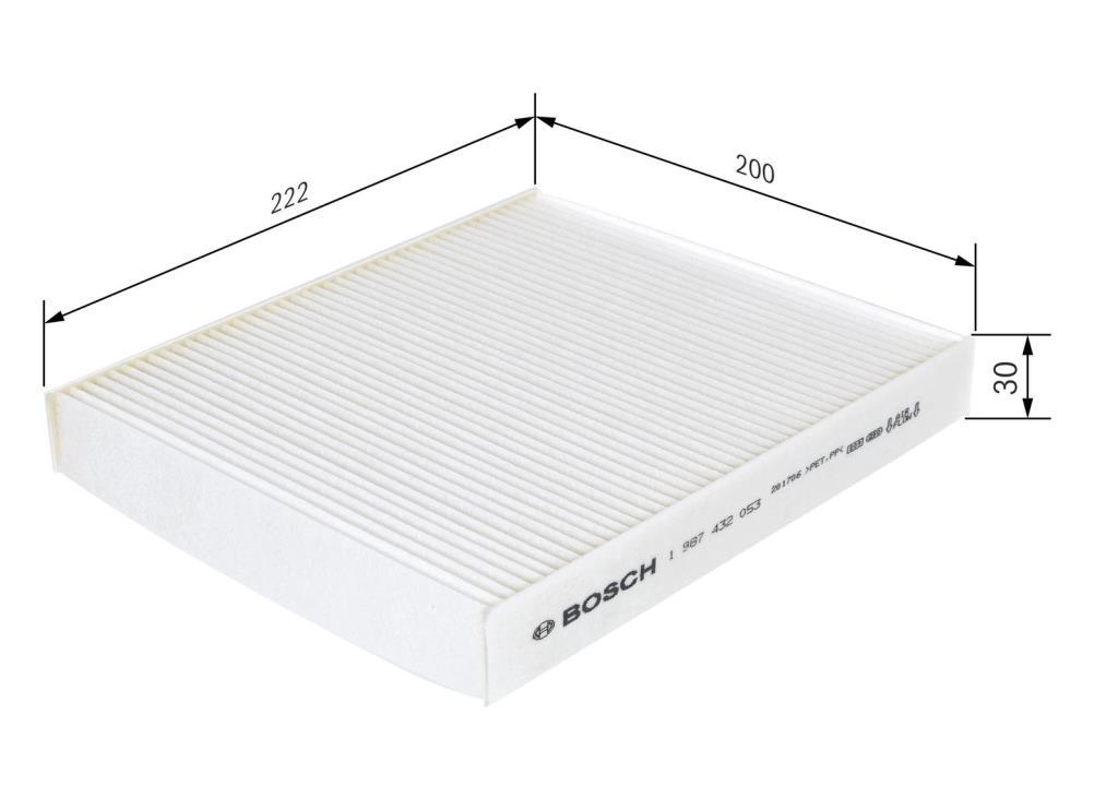 Filtre d'habitacle (Filtre à pollen) BOSCH M2053 - ref. 1 987 432 053