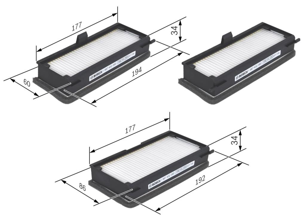 Filtre d'habitacle (Filtre à pollen) BOSCH M2060 - ref. 1 987 432 060
