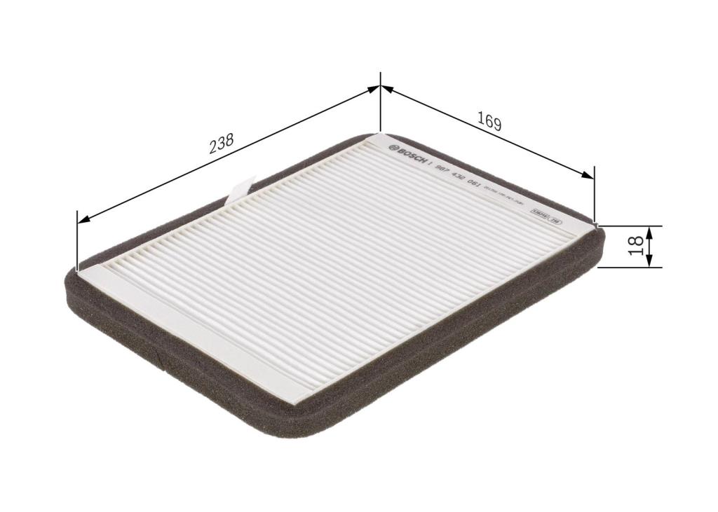 Filtre d'habitacle (Filtre à pollen) BOSCH M2061 - ref. 1 987 432 061