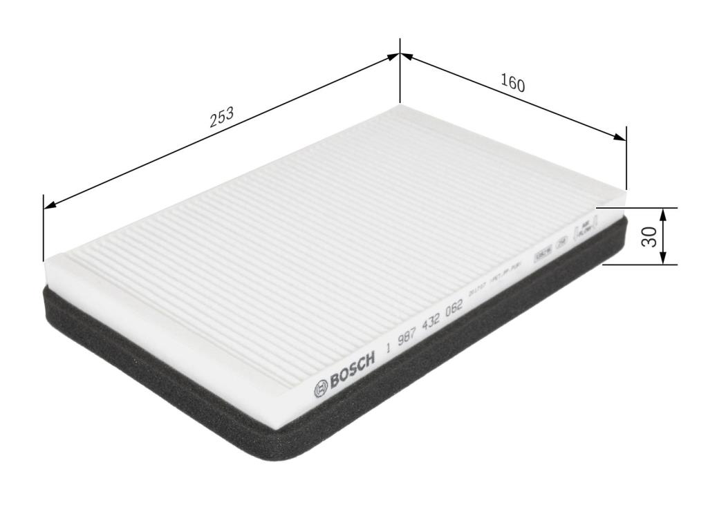 Filtre d'habitacle (Filtre à pollen) BOSCH M2062 - ref. 1 987 432 062
