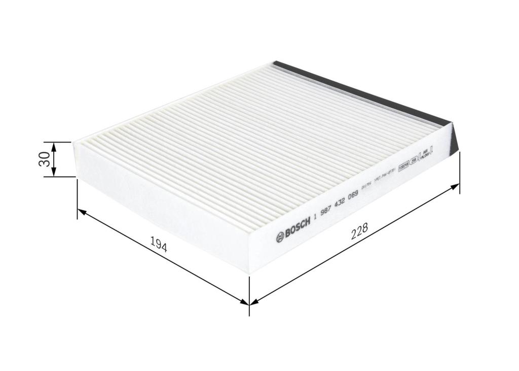 Filtre d'habitacle (Filtre à pollen) BOSCH M2069 - ref. 1 987 432 069