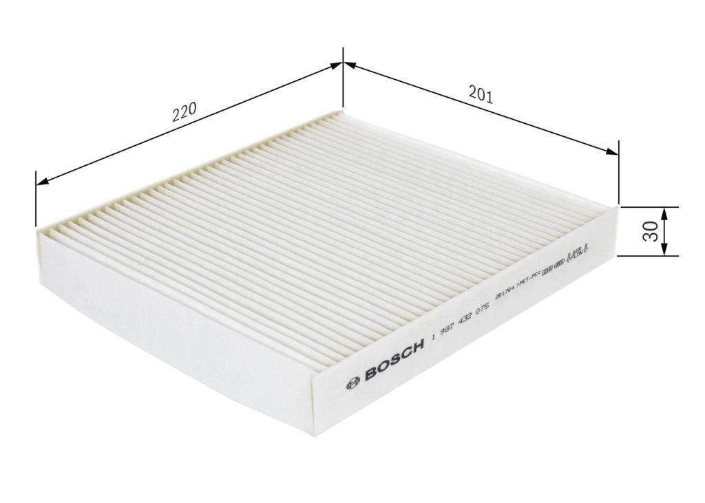Filtre d'habitacle (Filtre à pollen) BOSCH M2075 - ref. 1 987 432 075