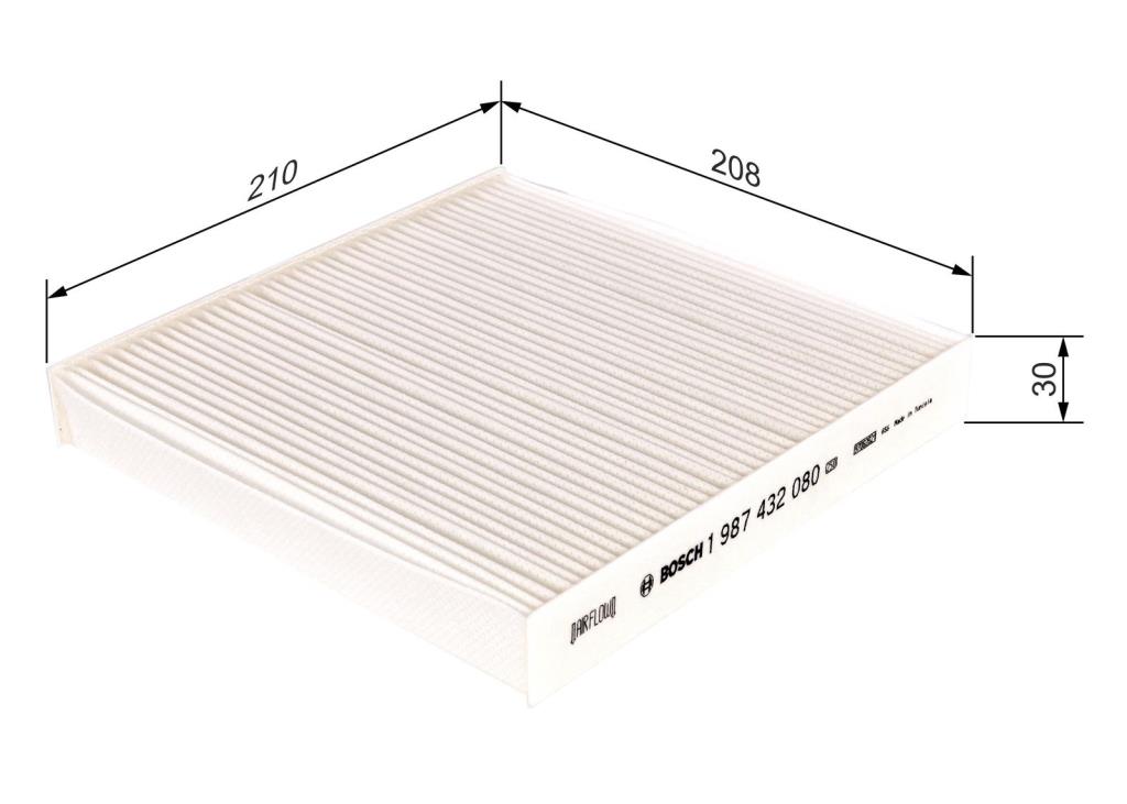 Filtre d'habitacle (Filtre à pollen) BOSCH M2080 - ref. 1 987 432 080