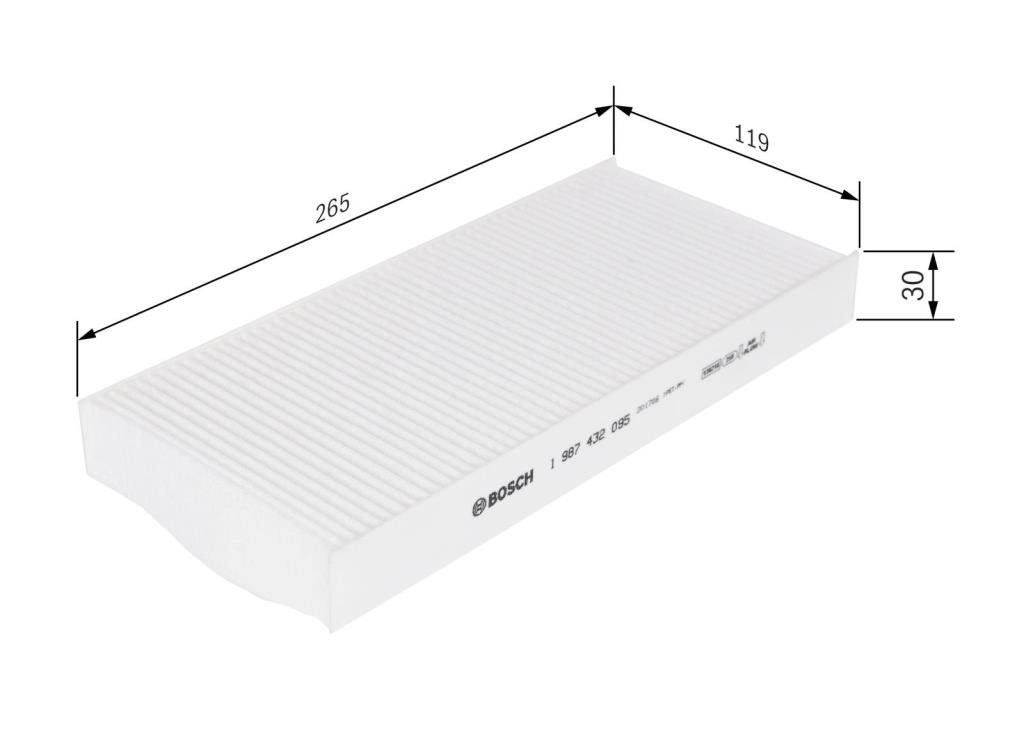 Filtre d'habitacle (Filtre à pollen) BOSCH M2095 - ref. 1 987 432 095