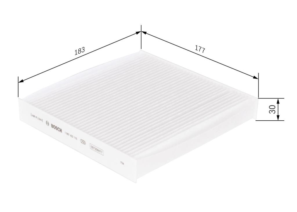 Filtre d'habitacle (Filtre à pollen) BOSCH M2115 - ref. 1 987 432 115