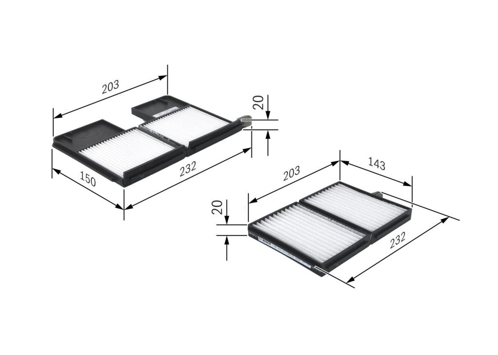 Filtre d'habitacle (Filtre à pollen) BOSCH M2159 - ref. 1 987 432 159