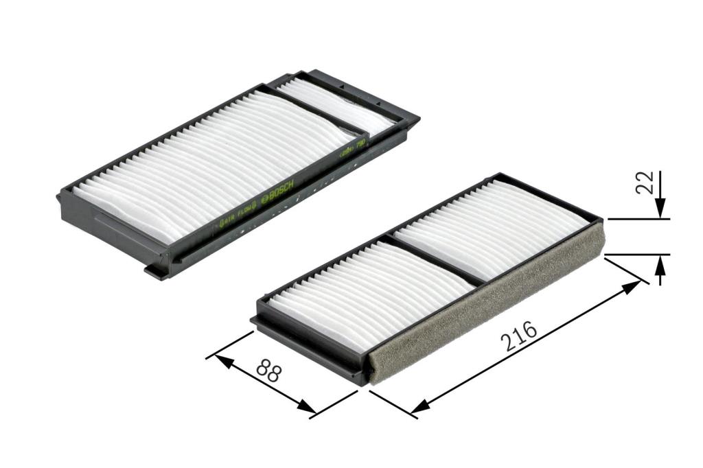 Filtre d'habitacle (Filtre à pollen) BOSCH M2163 - ref. 1 987 432 163