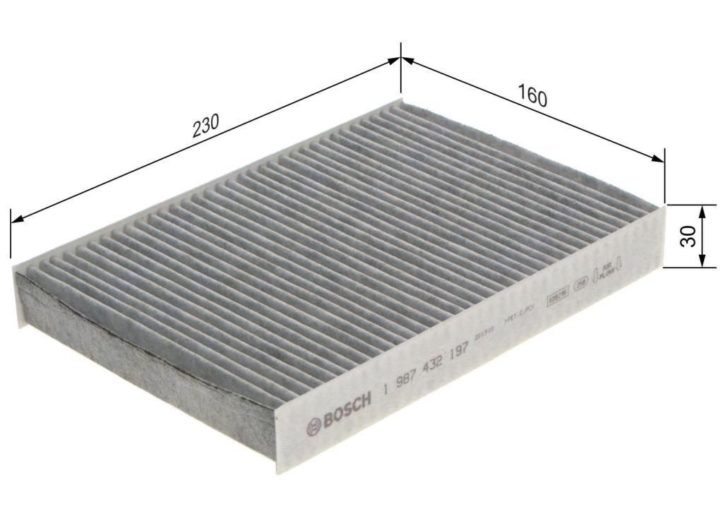 Filtre d'habitacle (Filtre à pollen) BOSCH M2197 - ref. 1 987 432 197
