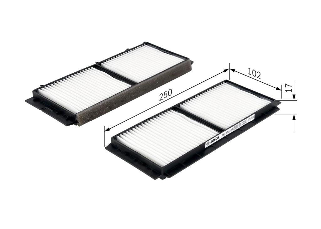 Filtre d'habitacle (Filtre à pollen) BOSCH M2209 - ref. 1 987 432 209