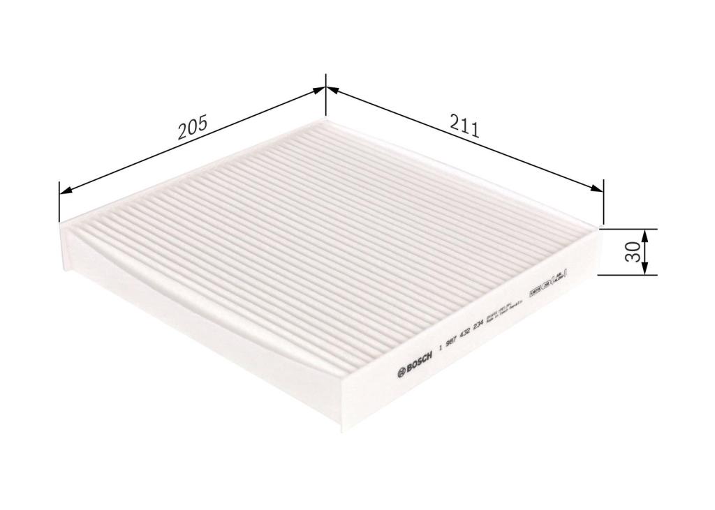 Filtro de habitáculo BOSCH M2234 - ref. 1 987 432 234