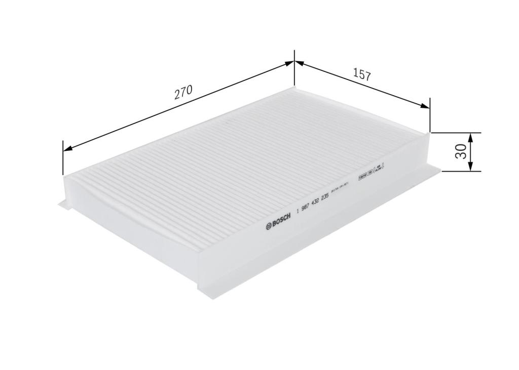 Filtre d'habitacle (Filtre à pollen) BOSCH M2235 - ref. 1 987 432 235