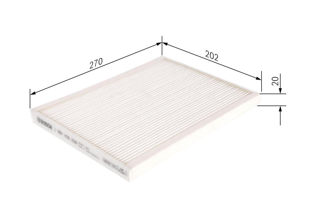 Filtre d'habitacle (Filtre à pollen) BOSCH M2236 - ref. 1 987 432 236