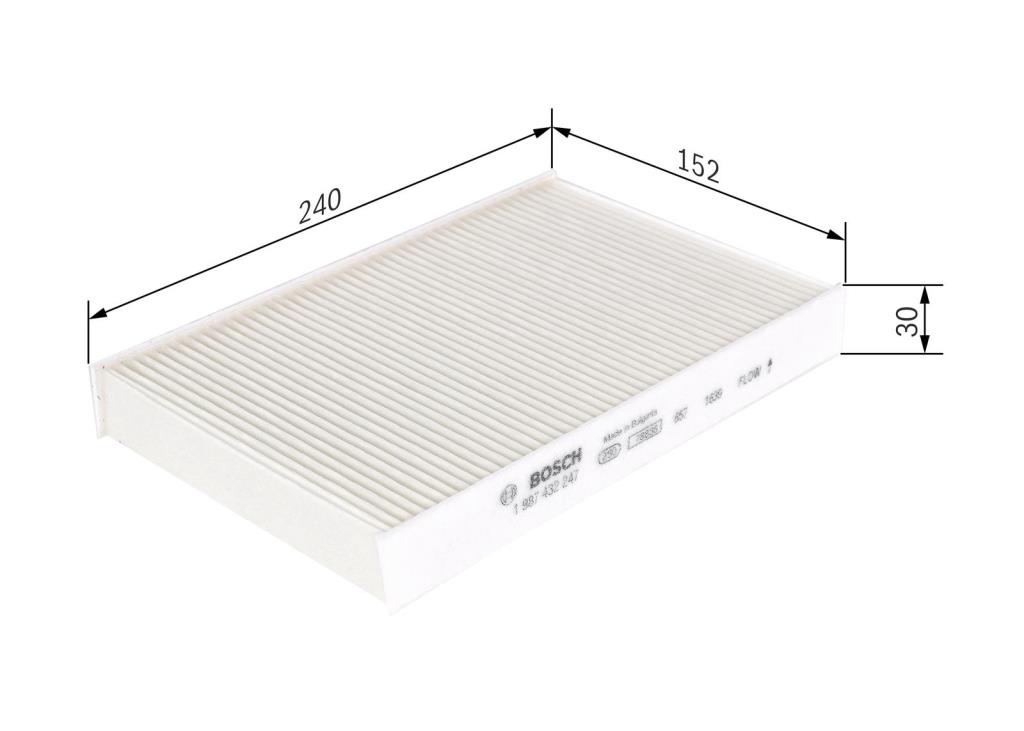 Filtre d'habitacle (Filtre à pollen) BOSCH M2247 - ref. 1 987 432 247