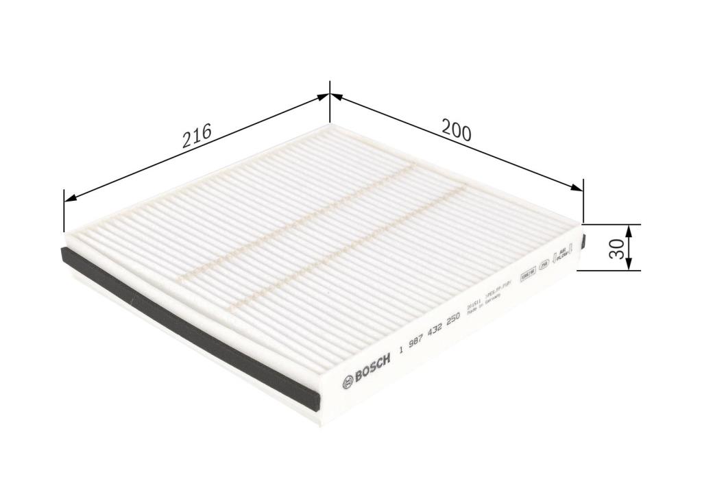 Filtre d'habitacle (Filtre à pollen) BOSCH M2250 - ref. 1 987 432 250