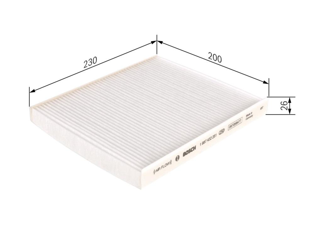 Filtro de habitáculo BOSCH M2251 - ref. 1 987 432 251