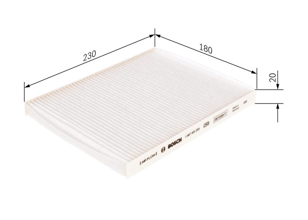Filtre d'habitacle (Filtre à pollen) BOSCH M2253 - ref. 1 987 432 253