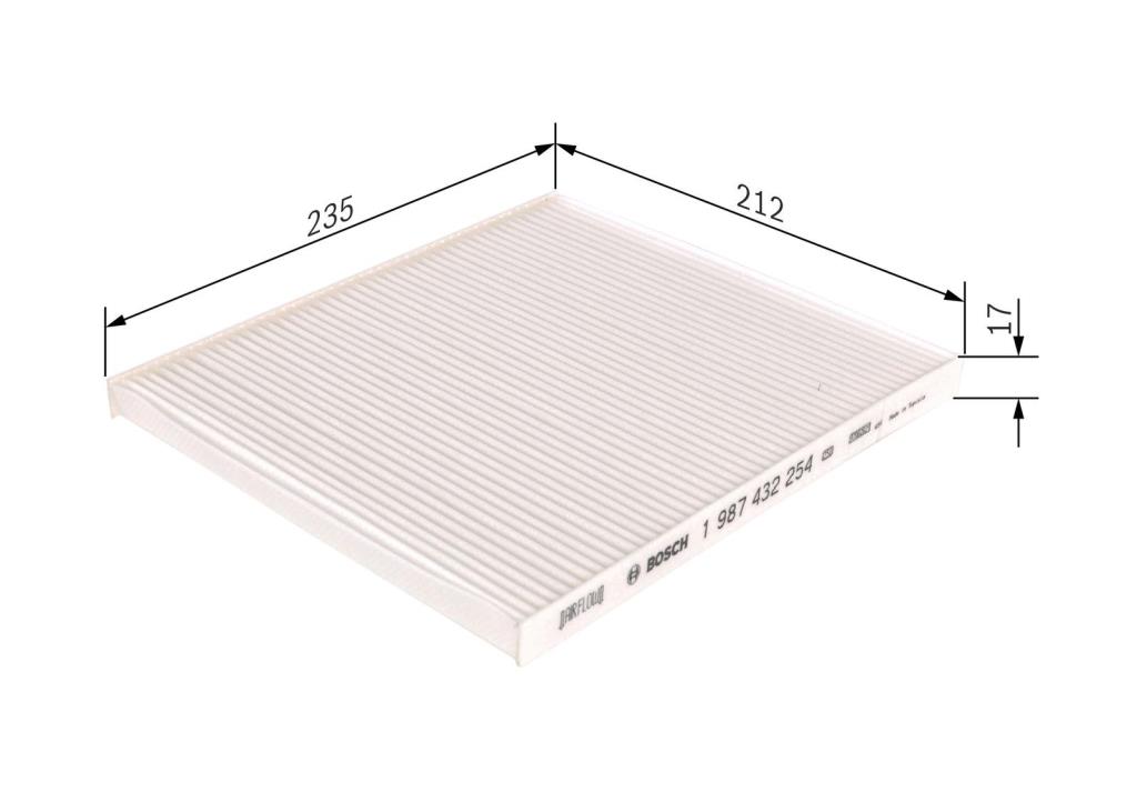 Filtre d'habitacle (Filtre à pollen) BOSCH M2254 - ref. 1 987 432 254