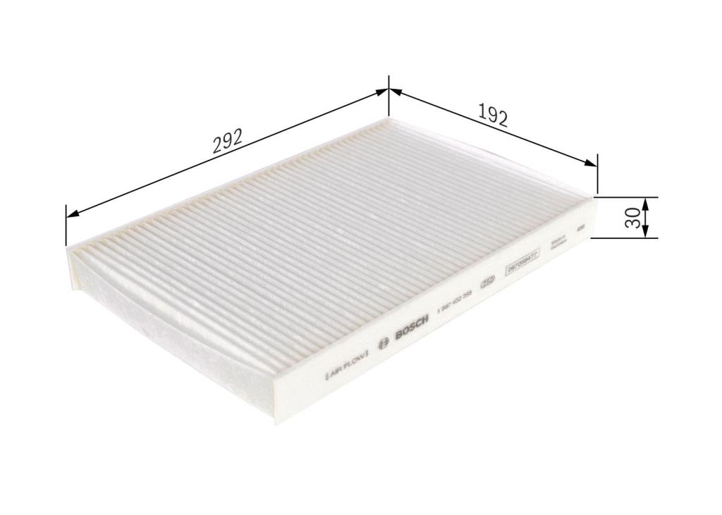 Filtre d'habitacle (Filtre à pollen) BOSCH M2258 - ref. 1 987 432 258