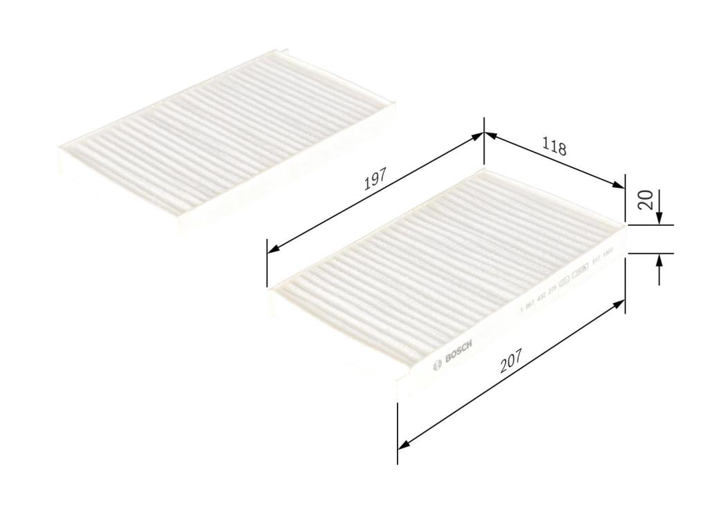 Filtre d'habitacle (Filtre à pollen) BOSCH M2278 - ref. 1 987 432 278