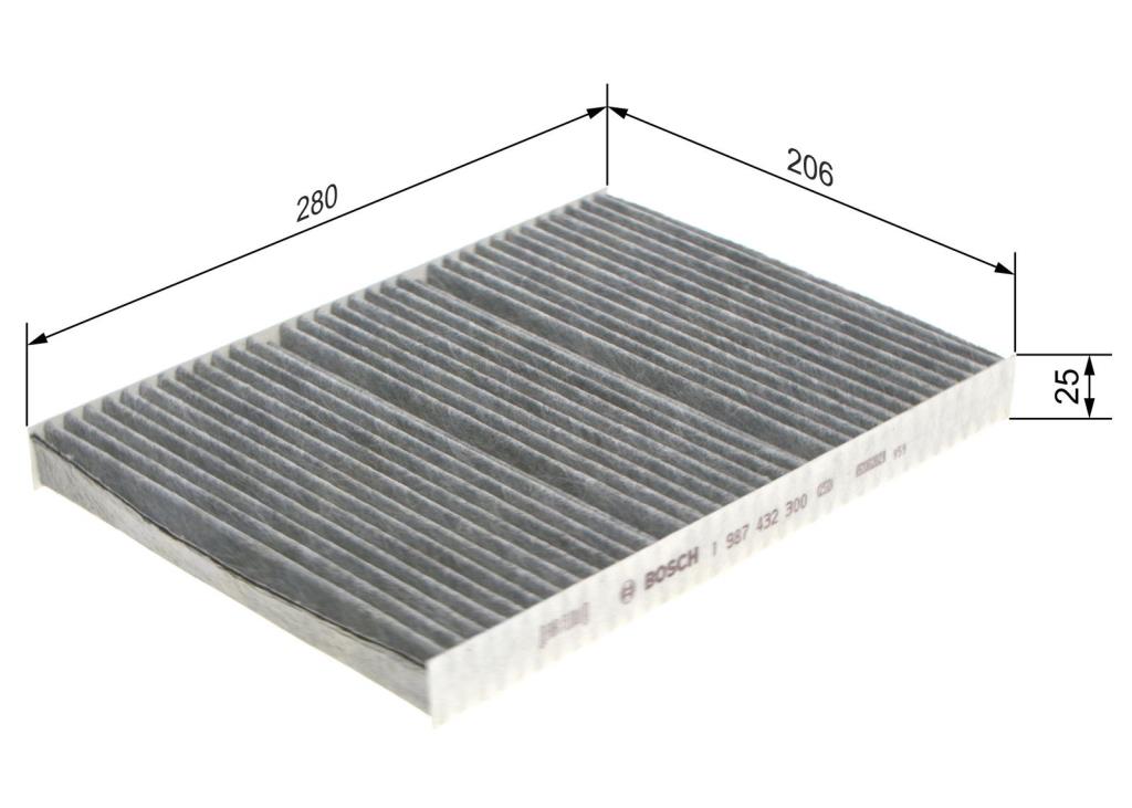 Filtre d'habitacle (Filtre à pollen) BOSCH R2300 - ref. 1 987 432 300