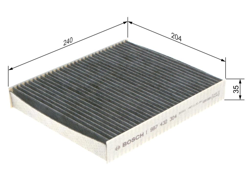 Filtre d'habitacle (Filtre à pollen) BOSCH R2304 - ref. 1 987 432 304