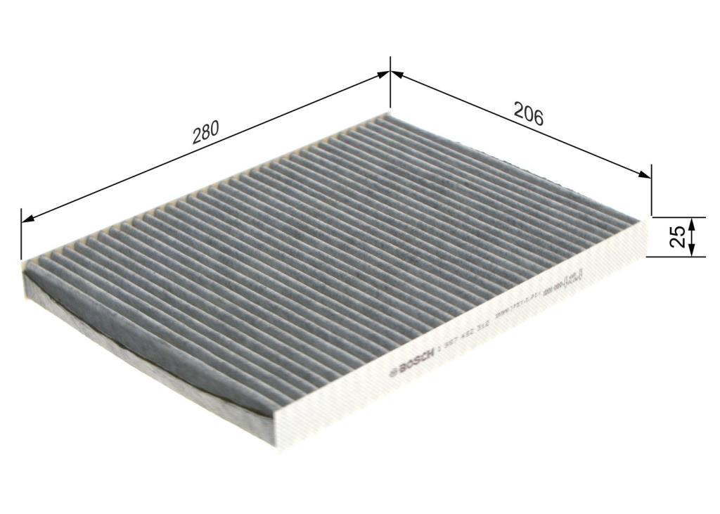 Filtre d'habitacle (Filtre à pollen) BOSCH R2312 - ref. 1 987 432 312