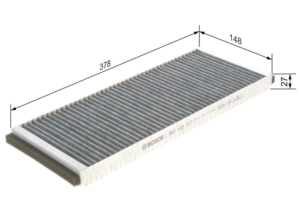 Filtre d'habitacle (Filtre à pollen) BOSCH R2317 - ref. 1 987 432 317