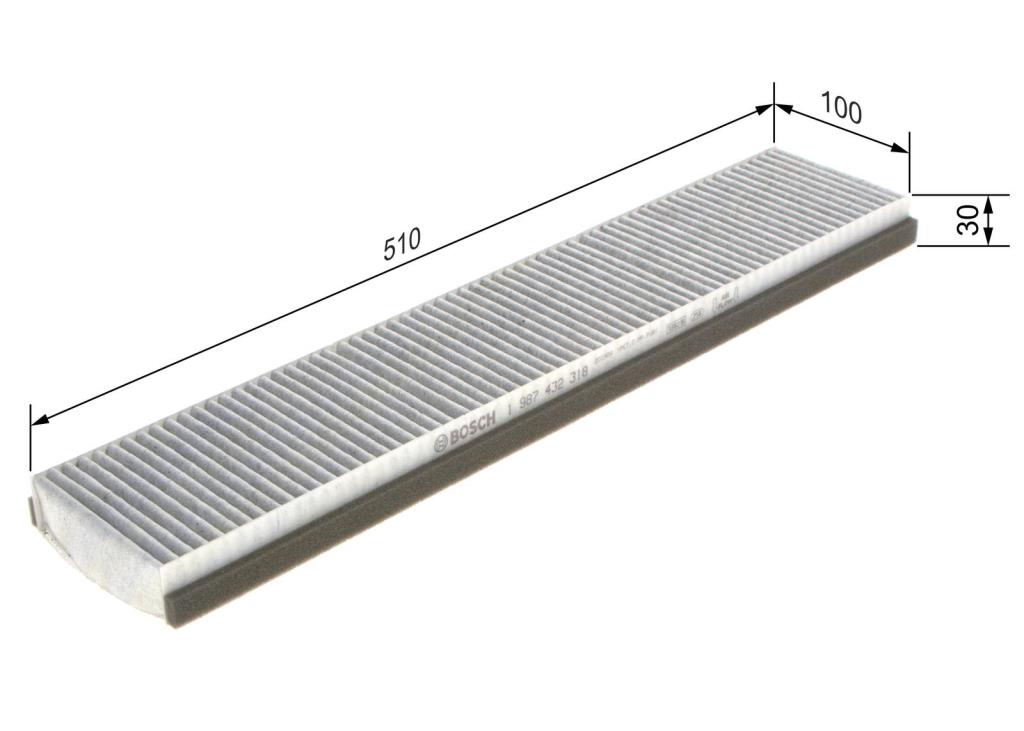 Filtre d'habitacle (Filtre à pollen) BOSCH R2318 - ref. 1 987 432 318