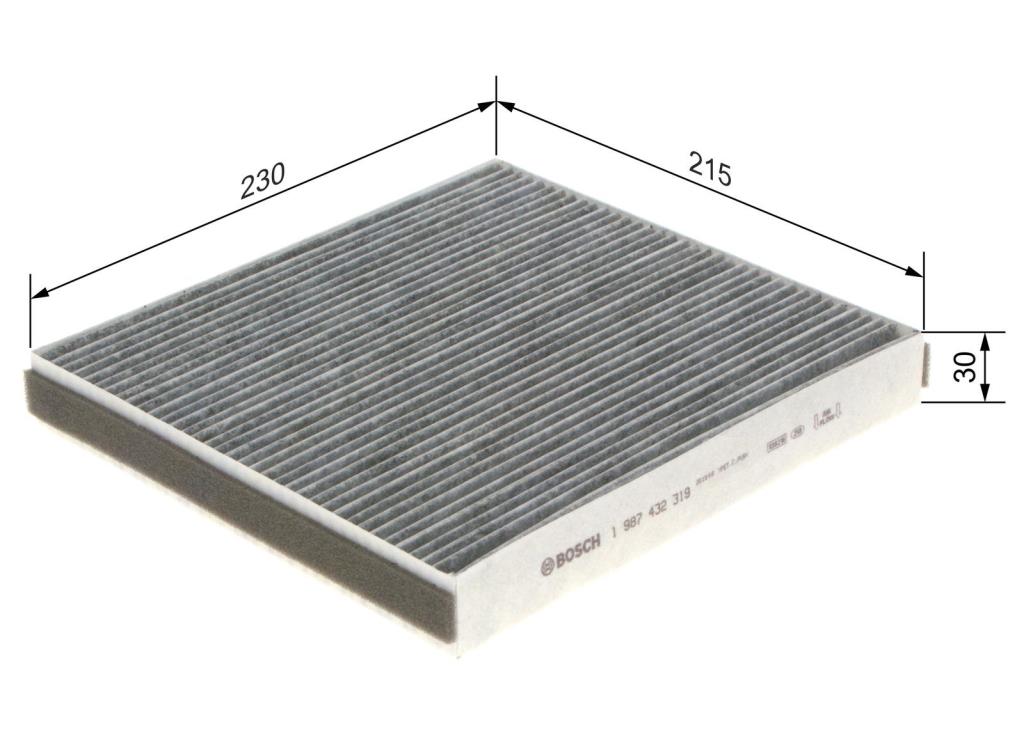 Filtre d'habitacle (Filtre à pollen) BOSCH R2319 - ref. 1 987 432 319