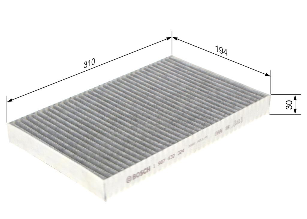 Filtre d'habitacle (Filtre à pollen) BOSCH R2324 - ref. 1 987 432 324