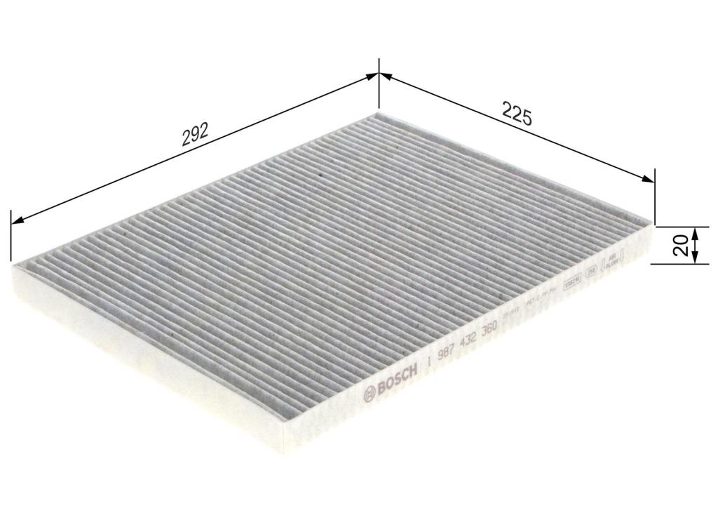 Filtre d'habitacle (Filtre à pollen) BOSCH R2360 - ref. 1 987 432 360
