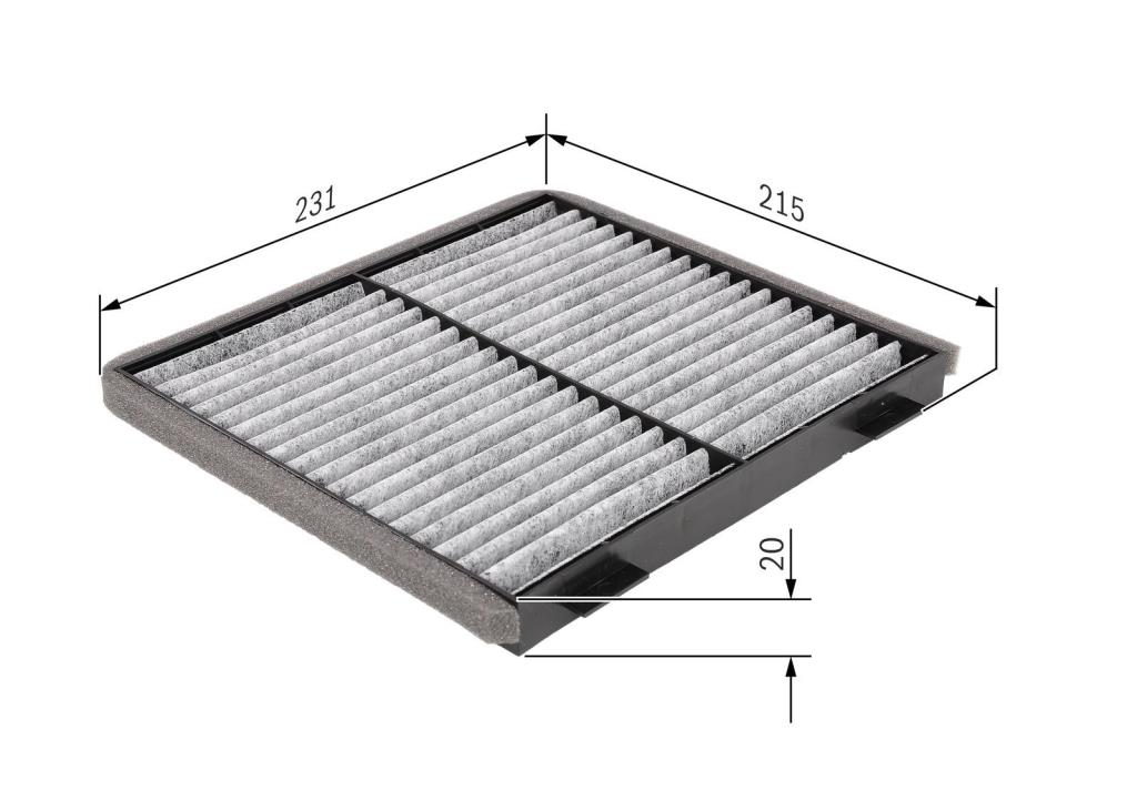 Filtre d'habitacle (Filtre à pollen) BOSCH R2363 - ref. 1 987 432 363